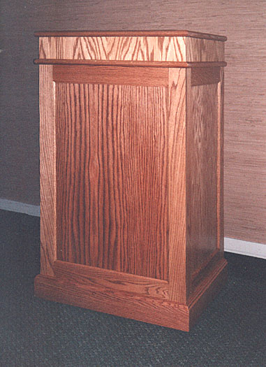 oak podium front view