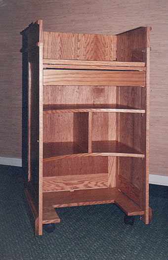 oak podium back view