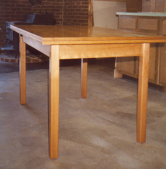 draw leaf table closed, cherry