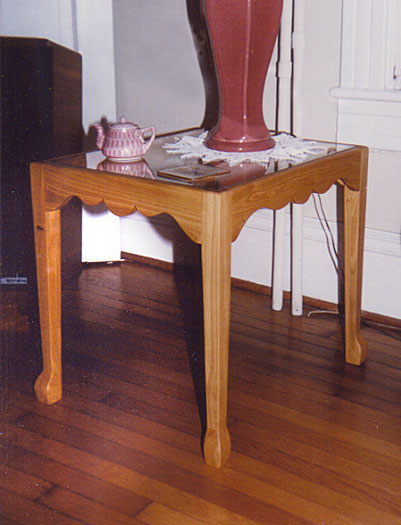 cherry glass top end table